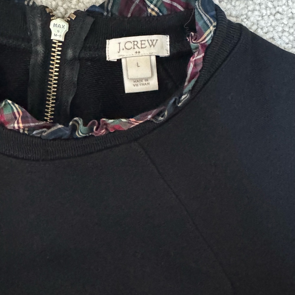 J. Crew Ruffle Trim Cotton Black cotton Top-L - Picture 4 of 6